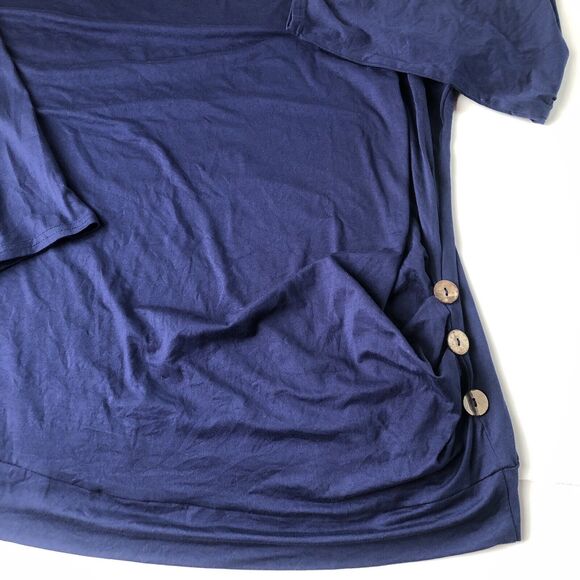 Shein Curve 4XL Blue Long Sleeve Top Ruched With Buttons On One Side - Picture 5 of 9